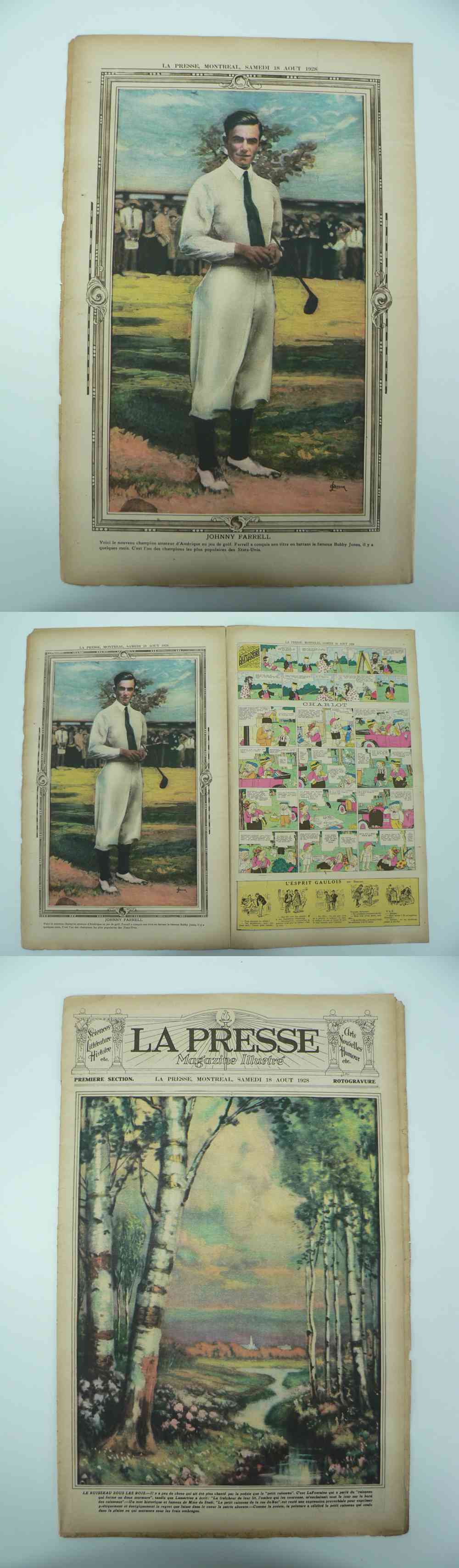 1928 LAPRESSE FULL NEWSPAPER INSIDE PHOTO JOHNNY FARRELL photo