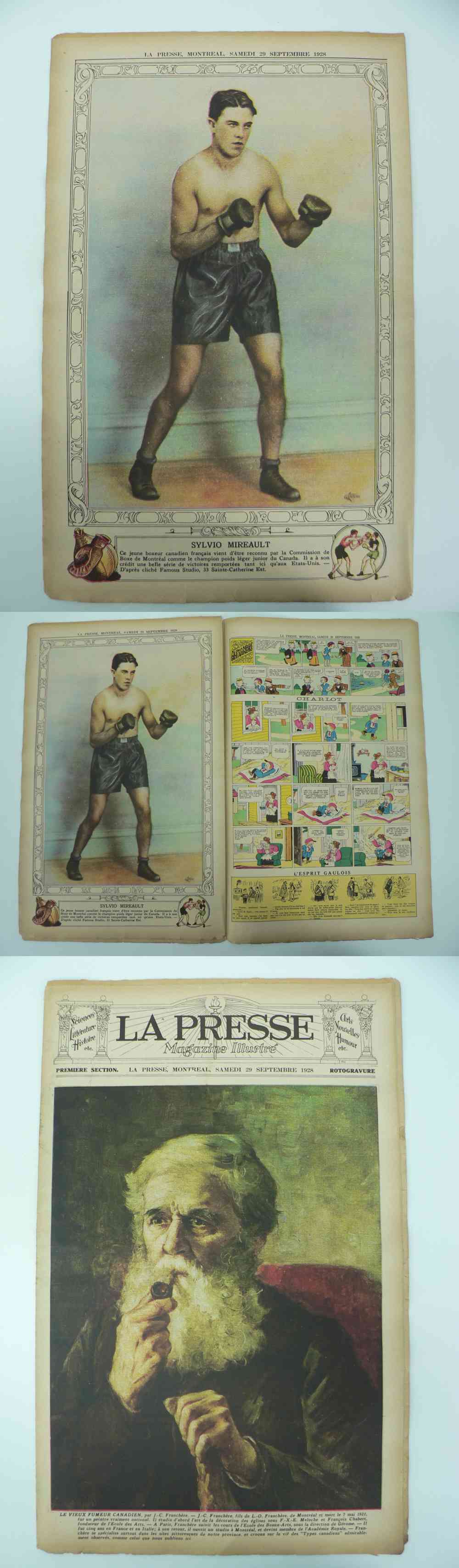 1928 LAPRESSE FULL NEWSPAPER INSIDE PHOTO SYLVIO MIREAULT photo 1928 LAPRESSE FULL NEWSPAPER INSIDE PHOTO SYLVIO MIREAULT photo