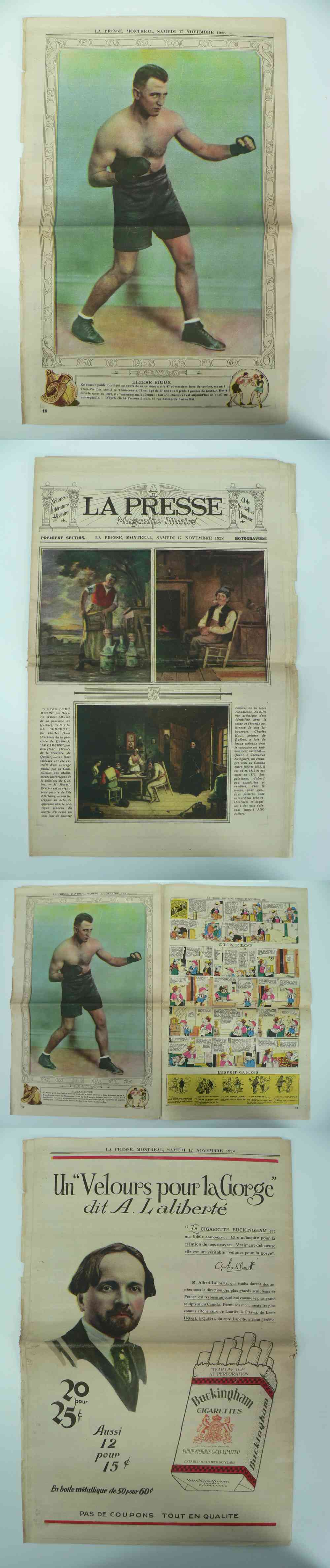1928 LAPRESSE FULL NEWSPAPER INSIDE PHOTO ELZEAR RIOUX photo 1928 LAPRESSE FULL NEWSPAPER INSIDE PHOTO ELZEAR RIOUX photo
