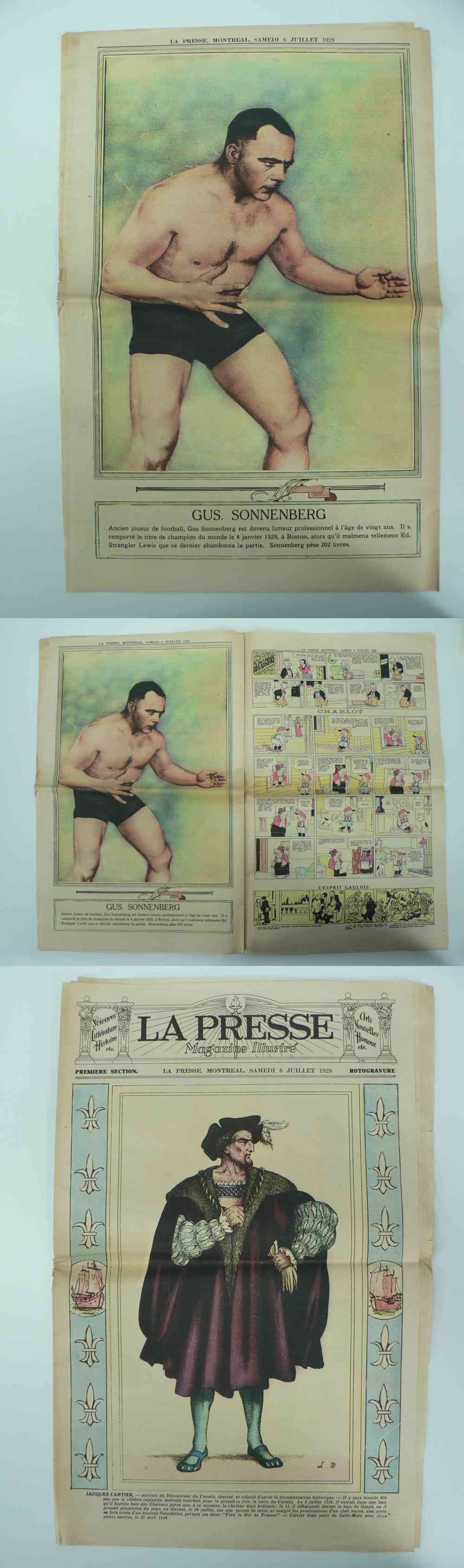 1929 LAPRESSE FULL NEWSPAPER INSIDE PHOTO GUS SONNENBERG photo 1929 LAPRESSE FULL NEWSPAPER INSIDE PHOTO GUS SONNENBERG photo