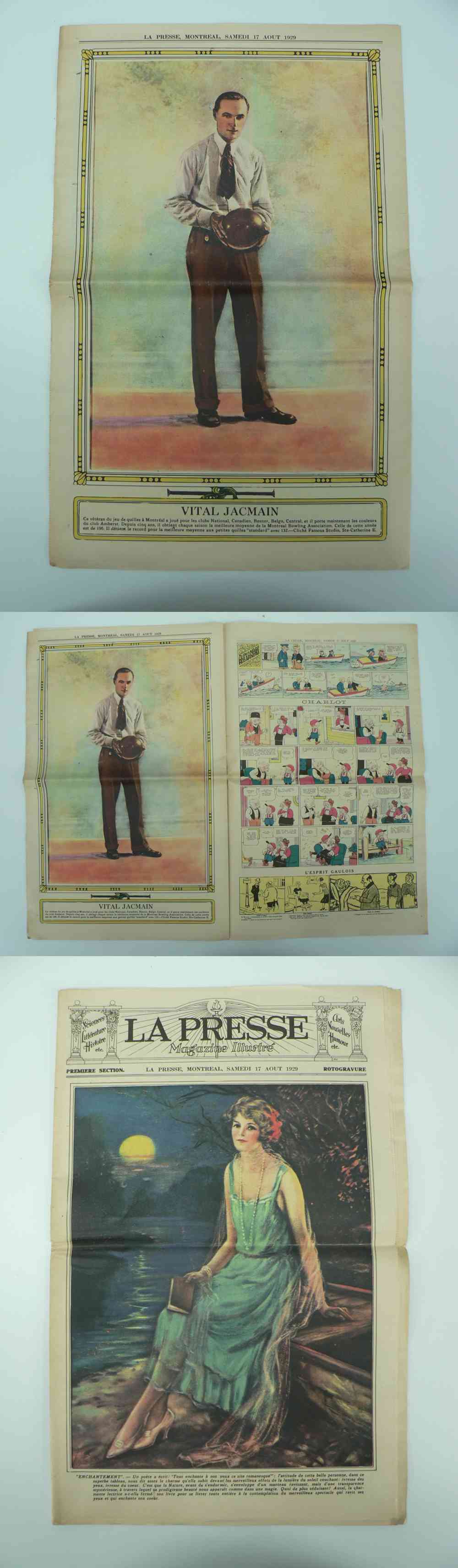 1929 LAPRESSE FULL NEWSPAPER INSIDE PHOTO VITAL JACMAIN photo 1929 LAPRESSE FULL NEWSPAPER INSIDE PHOTO VITAL JACMAIN photo