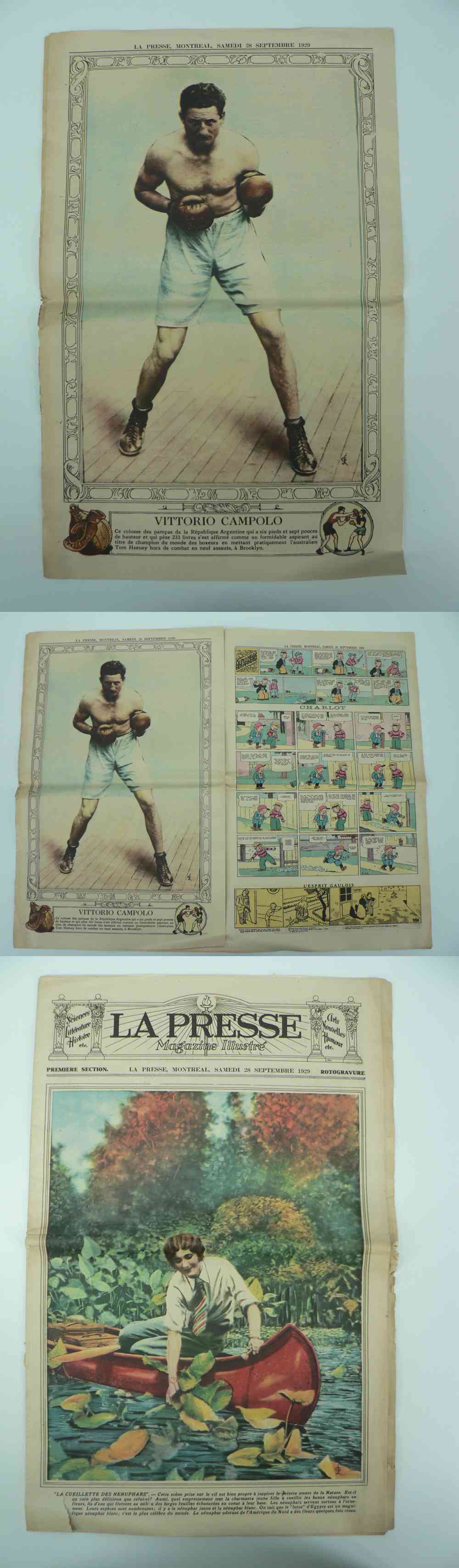 1929 LAPRESSE FULL NEWSPAPER INSIDE PHOTO VITTORIO CAMPOLO photo 1929 LAPRESSE FULL NEWSPAPER INSIDE PHOTO VITTORIO CAMPOLO photo