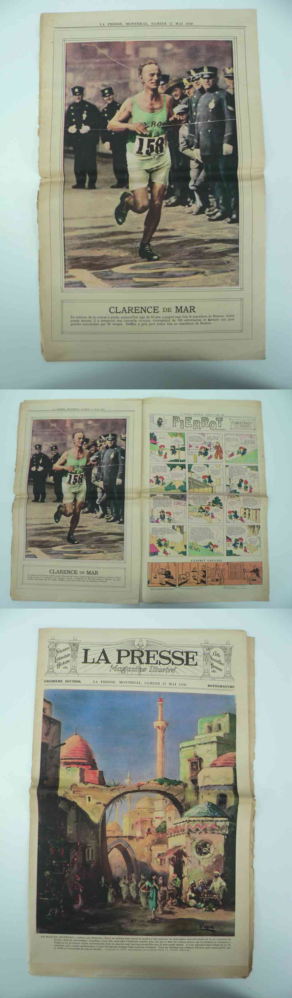 1930 LAPRESSE FULL NEWSPAPER INSIDE PHOTO CLARENCE DE MAR photo 1930 LAPRESSE FULL NEWSPAPER INSIDE PHOTO CLARENCE DE MAR photo