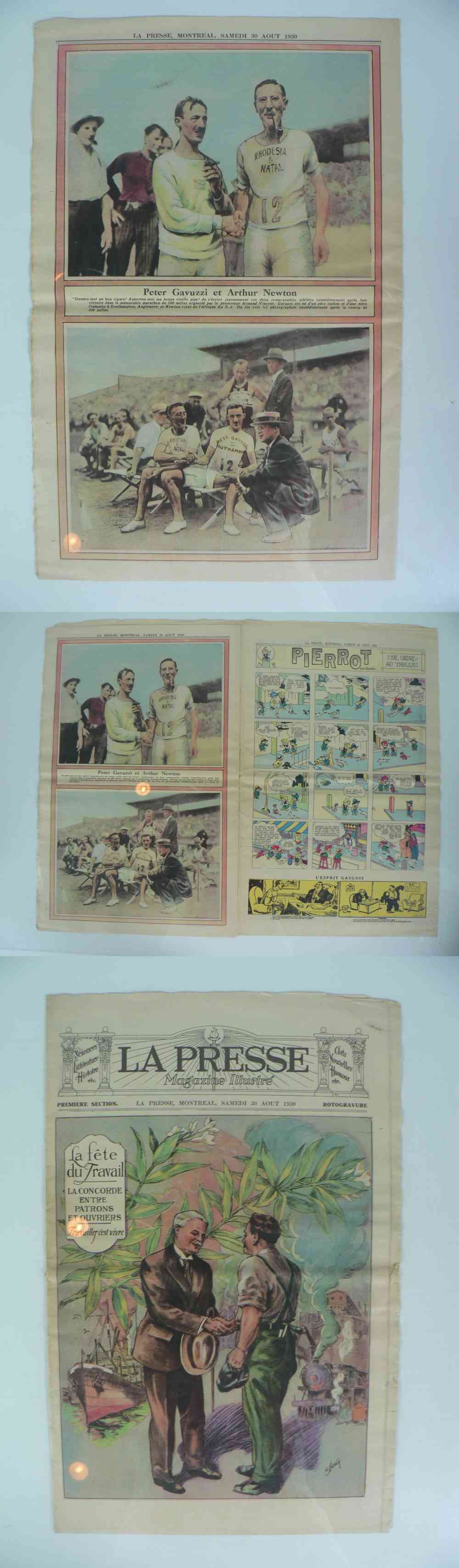 1930 LAPRESSE FULL NEWSPAPER INSIDE PHOTO P. GAVUZZI ET A. NEWTON photo 1930 LAPRESSE FULL NEWSPAPER INSIDE PHOTO P. GAVUZZI ET A. NEWTON photo