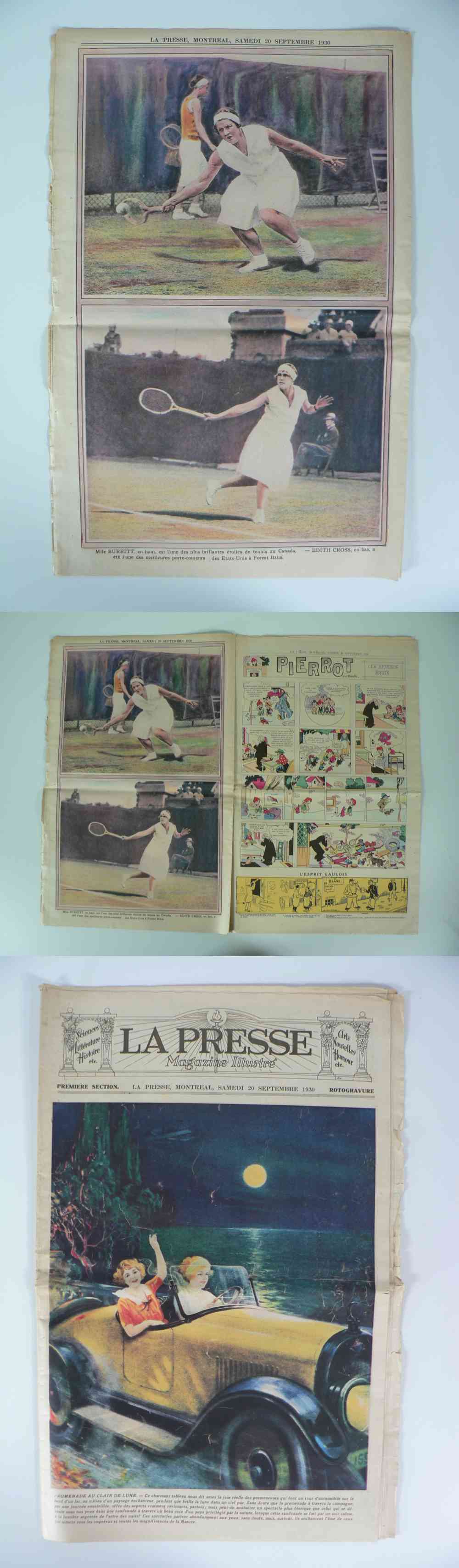1930 LAPRESSE FULL NEWSPAPER INSIDE PHOTO MLLE BURRITT photo 1930 LAPRESSE FULL NEWSPAPER INSIDE PHOTO MLLE BURRITT photo