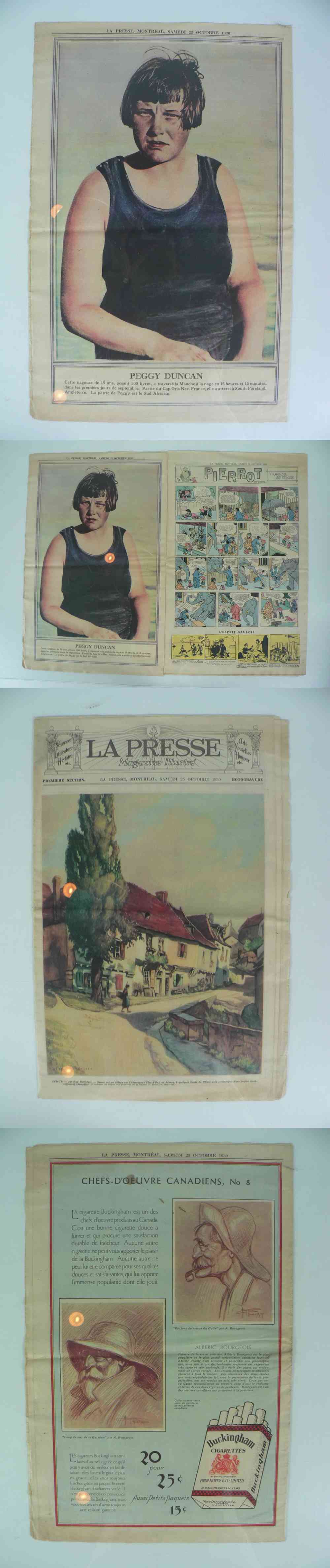 1930 LAPRESSE FULL NEWSPAPER INSIDE PHOTO P. DUNCAN photo 1930 LAPRESSE FULL NEWSPAPER INSIDE PHOTO P. DUNCAN photo
