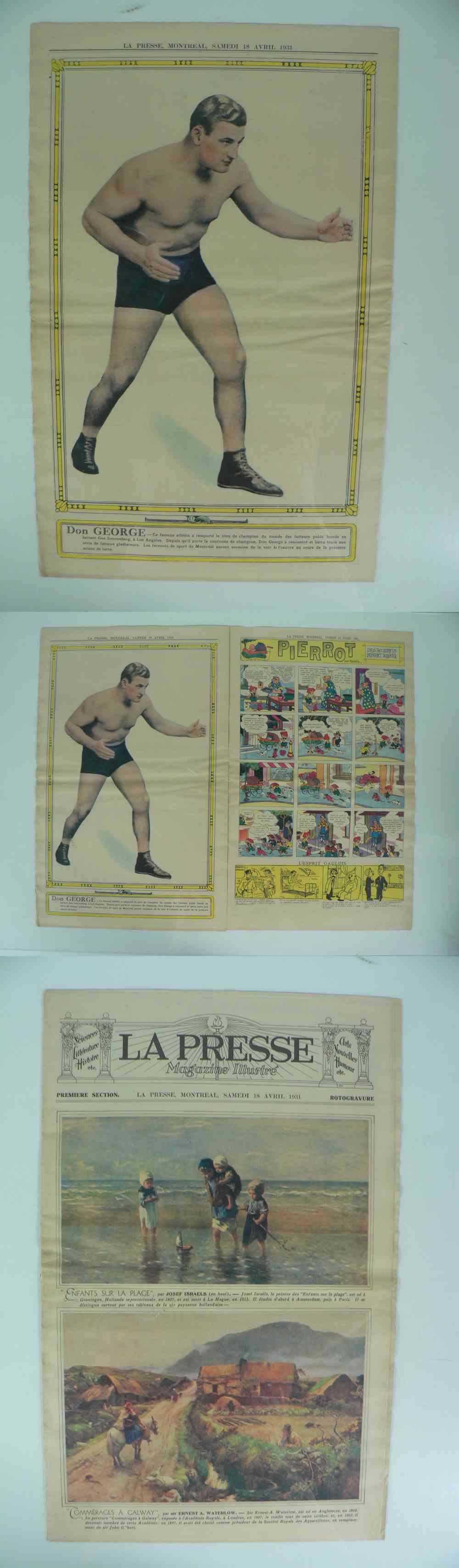 1931 LAPRESSE FULL NEWSPAPER INSIDE PHOTO D. GEORGE photo 1931 LAPRESSE FULL NEWSPAPER INSIDE PHOTO D. GEORGE photo