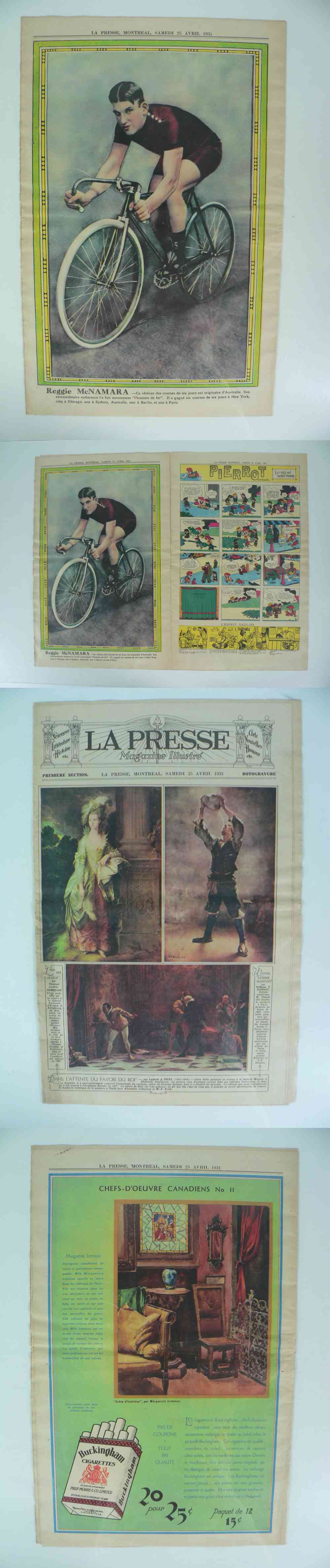 1931 LAPRESSE FULL NEWSPAPER INSIDE PHOTO R. MCNAMARA photo 1931 LAPRESSE FULL NEWSPAPER INSIDE PHOTO R. MCNAMARA photo