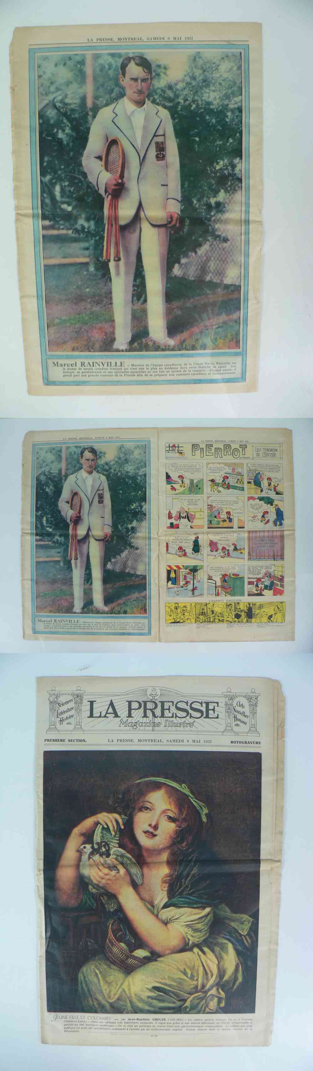 1931 LAPRESSE FULL NEWSPAPER INSIDE PHOTO M. RAINVILLE photo 1931 LAPRESSE FULL NEWSPAPER INSIDE PHOTO M. RAINVILLE photo