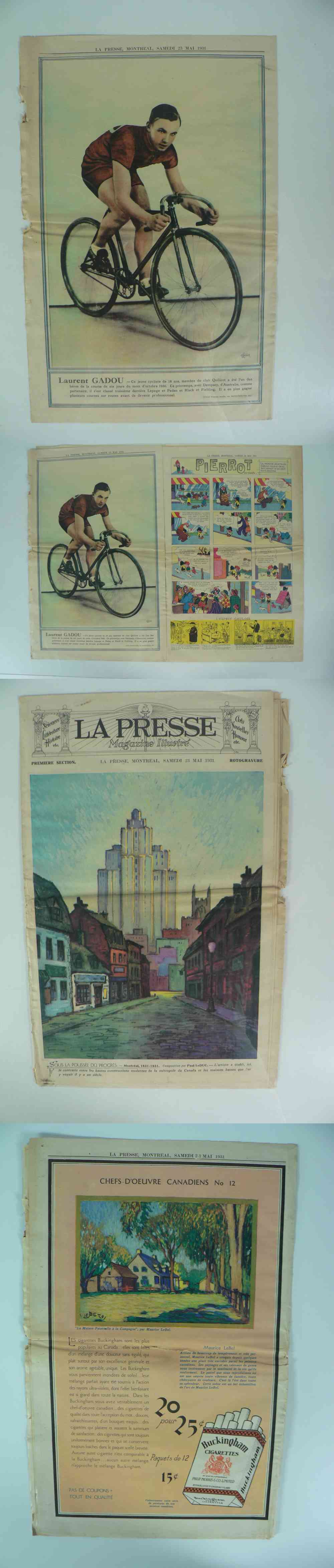 1931 LAPRESSE FULL NEWSPAPER INSIDE PHOTO L. GADOU photo 1931 LAPRESSE FULL NEWSPAPER INSIDE PHOTO L. GADOU photo