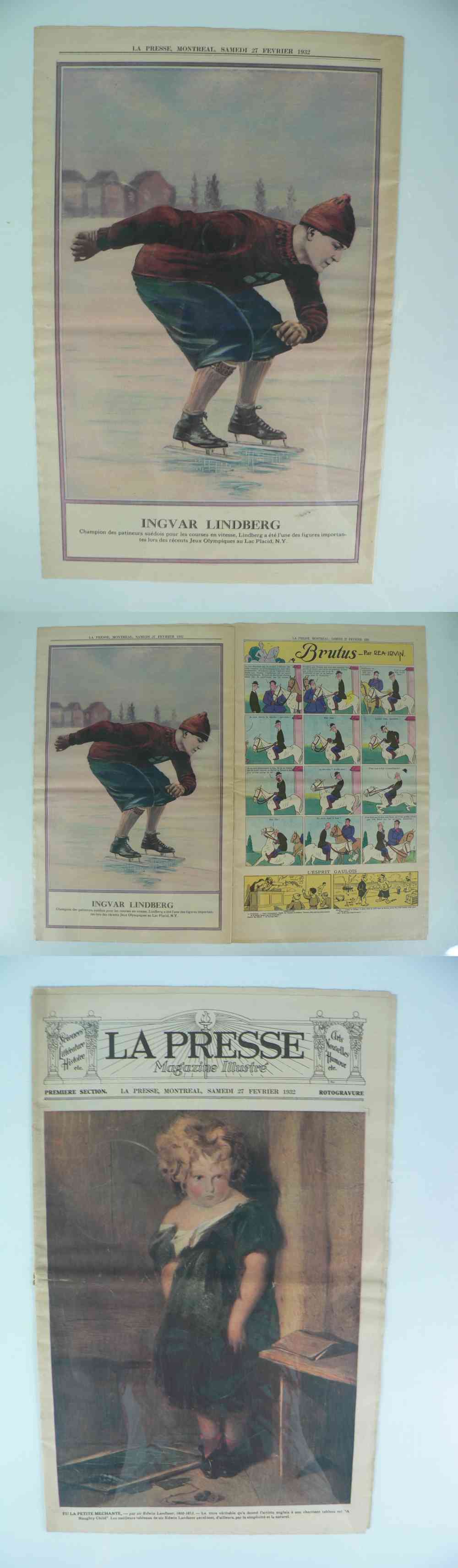 1932 LA PRESSE FULL NEWSPAPER INSIDE PHOTO I. LINDBERG photo 1932 LA PRESSE FULL NEWSPAPER INSIDE PHOTO I. LINDBERG photo