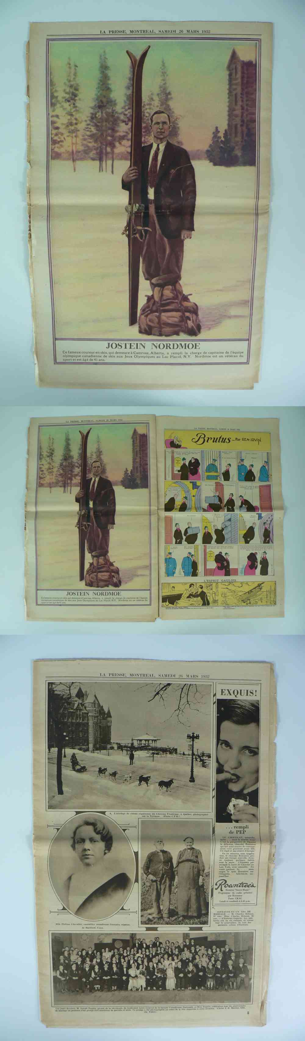 1932 LA PRESSE NEWSPAPER INSIDE PHOTO J. NORDMOE photo 1932 LA PRESSE NEWSPAPER INSIDE PHOTO J. NORDMOE photo