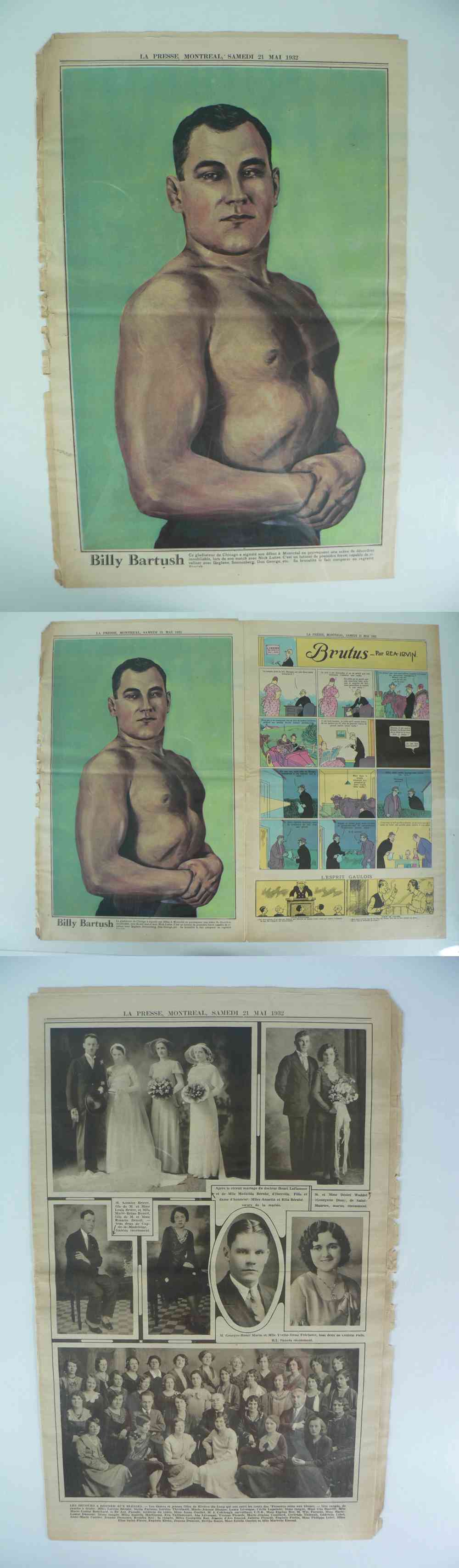 1932 LA PRESSE NEWSPAPER INSIDE PHOTO B. BARTUSH photo 1932 LA PRESSE NEWSPAPER INSIDE PHOTO B. BARTUSH photo