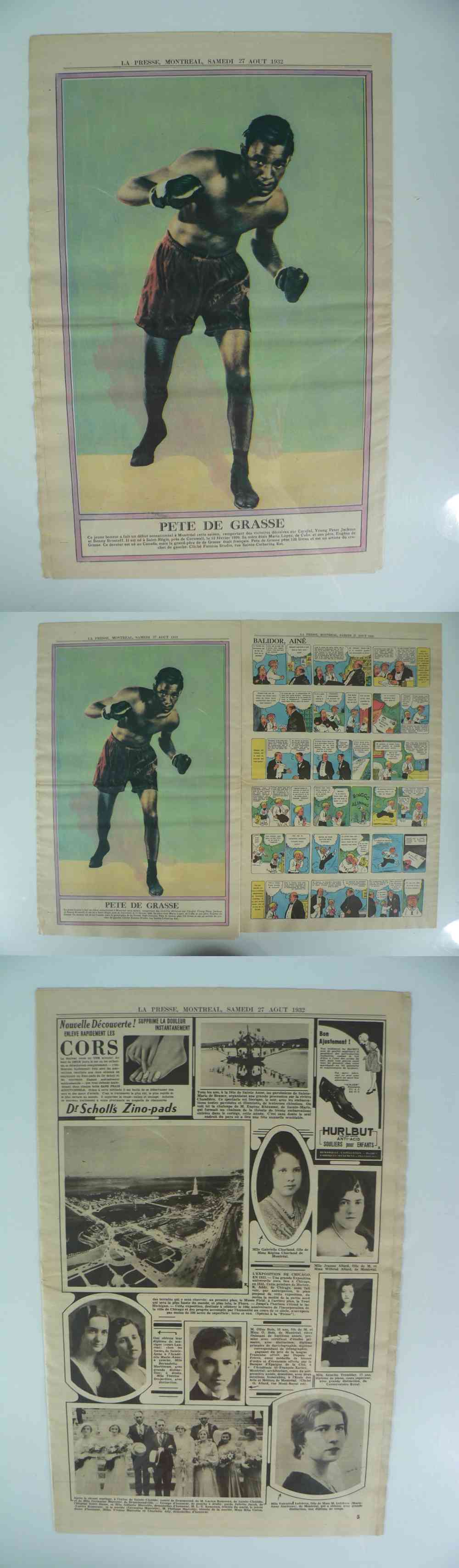 1932 LA PRESSE NEWSPAPER INSIDE PHOTO PETE DE GRASSE photo 1932 LA PRESSE NEWSPAPER INSIDE PHOTO PETE DE GRASSE photo