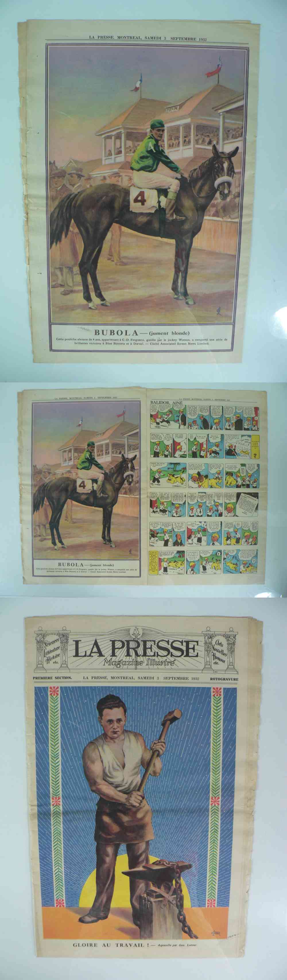 1932 LA PRESSE FULL NEWSPAPER INSIDE PHOTO BUBOLA photo 1932 LA PRESSE FULL NEWSPAPER INSIDE PHOTO BUBOLA photo