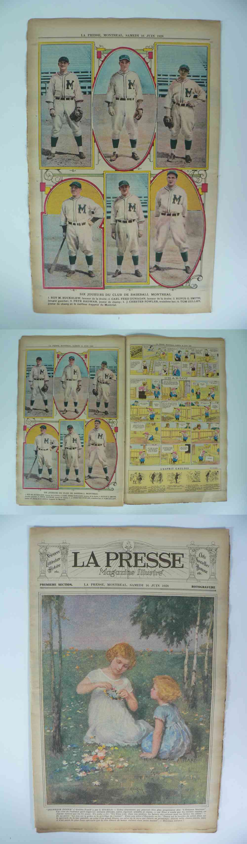 1928 LA PRESSE FULL NEWSPAPER INSIDE PHOTO MONTREAL BASEBALL PLAYERS photo 1928 LA PRESSE FULL NEWSPAPER INSIDE PHOTO MONTREAL BASEBALL PLAYERS photo
