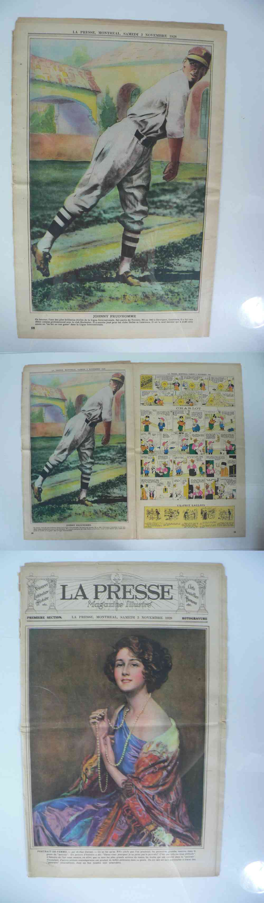 1928 LA PRESSE FULL NEWSPAPER INSIDE PHOTO J. PRUD'HOMME photo 1928 LA PRESSE FULL NEWSPAPER INSIDE PHOTO J. PRUD'HOMME photo