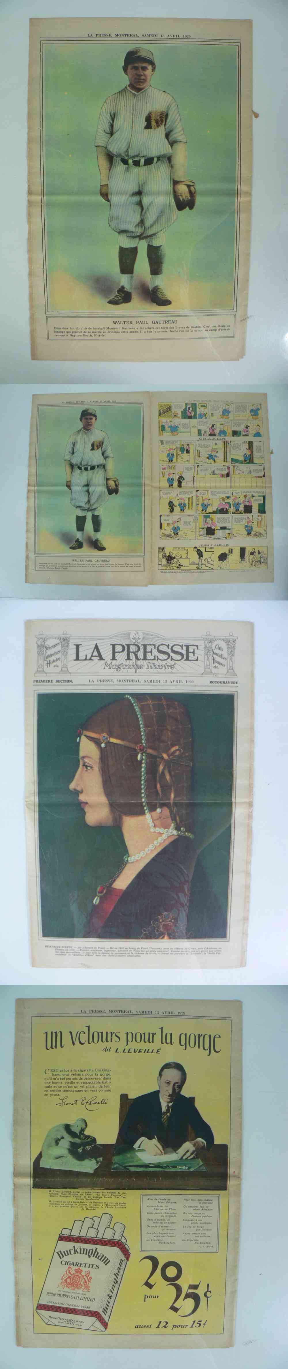 1929 LA PRESSE FULL NEWSPAPER INSIDE PHOTO W. GAUTREAU photo 1929 LA PRESSE FULL NEWSPAPER INSIDE PHOTO W. GAUTREAU photo