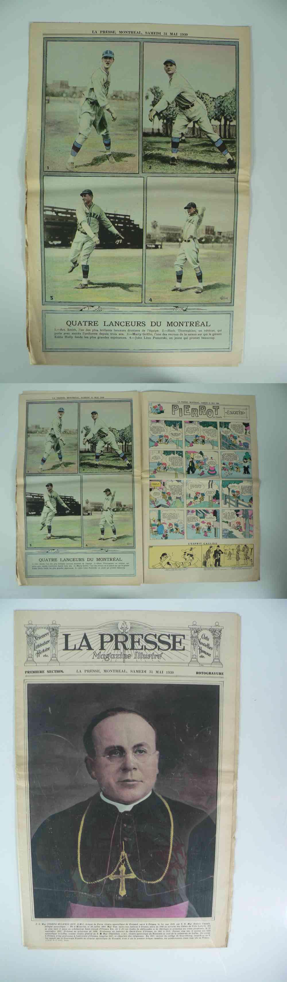 1930 LA PRESSE FULL NEWSPAPER INSIDE PHOTO MONTREAL PITCHERS photo 1930 LA PRESSE FULL NEWSPAPER INSIDE PHOTO MONTREAL PITCHERS photo