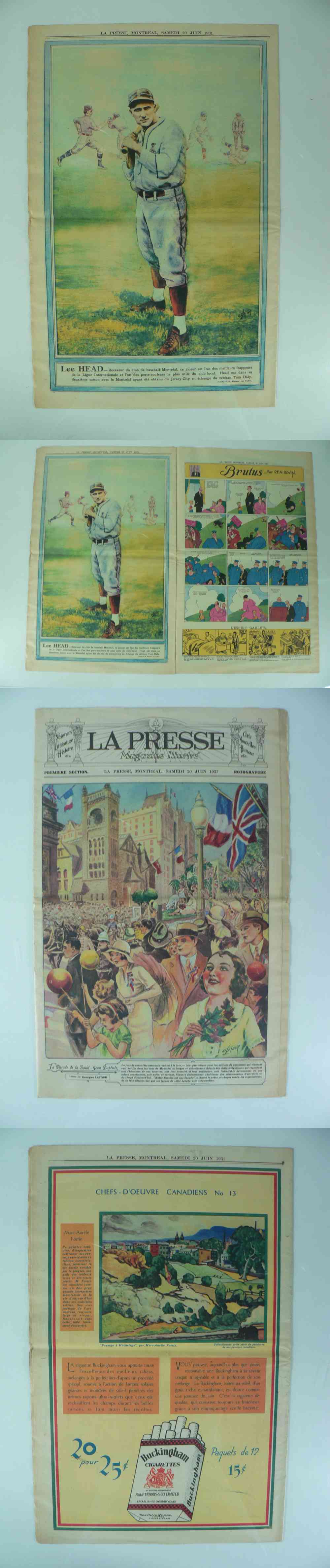 1931 LA PRESSE FULL NEWSPAPER INSIDE PHOTO L. HEAD photo 1931 LA PRESSE FULL NEWSPAPER INSIDE PHOTO L. HEAD photo
