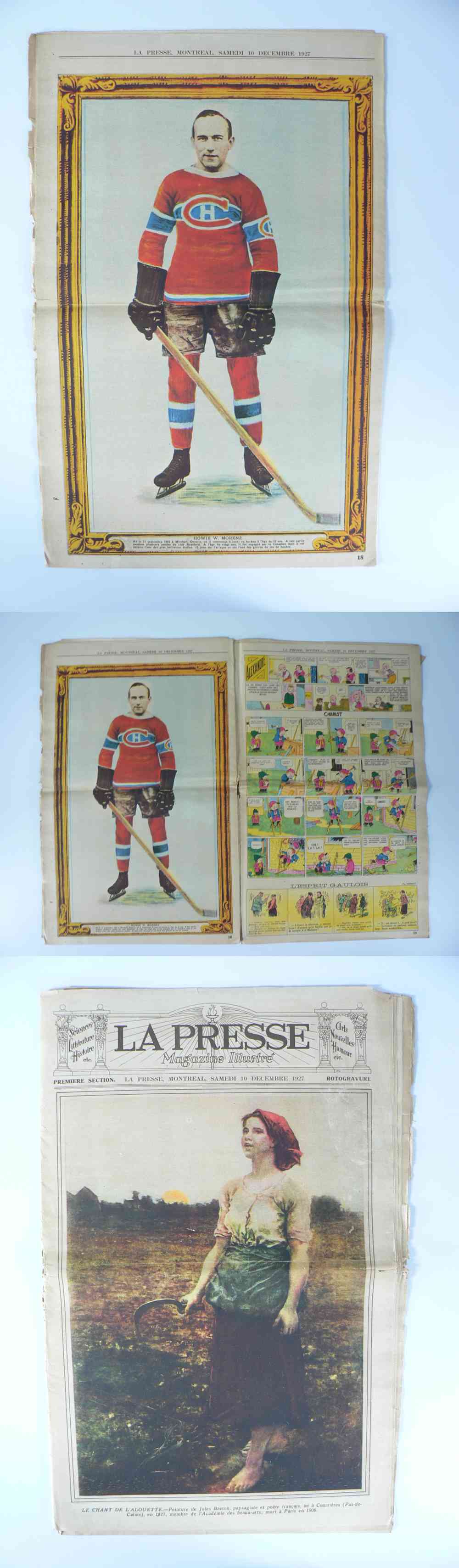 1927 LA PRESSE FULL NEWSPAPER INSIDE PHOTO H. MORENZ photo 1927 LA PRESSE FULL NEWSPAPER INSIDE PHOTO H. MORENZ photo