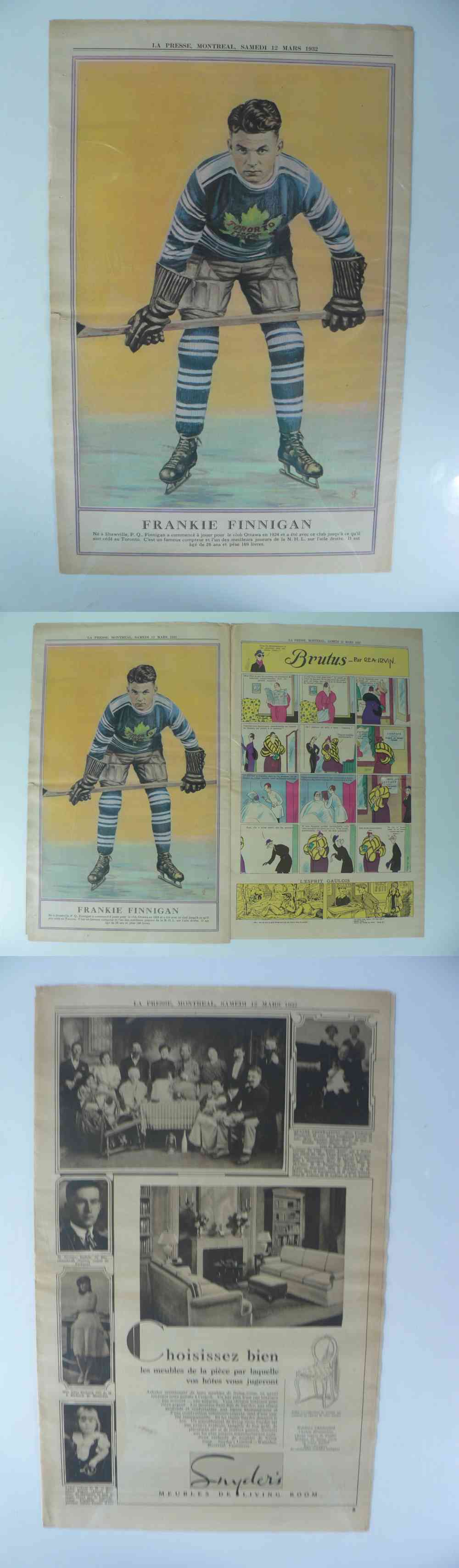1932 LA PRESSE NEWSPAPER INSIDE PHOTO F. FINIGAN photo 1932 LA PRESSE NEWSPAPER INSIDE PHOTO F. FINIGAN photo