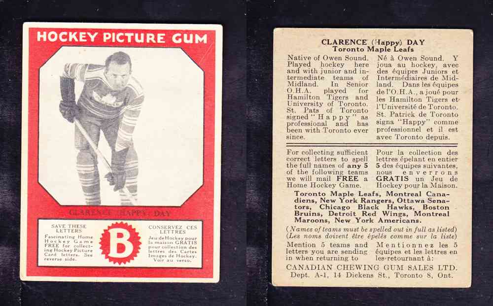 1933-34 CANADIAN CHEWING GUM HOCKEY CARD C. DAY photo 1933-34 CANADIAN CHEWING GUM HOCKEY CARD C. DAY photo