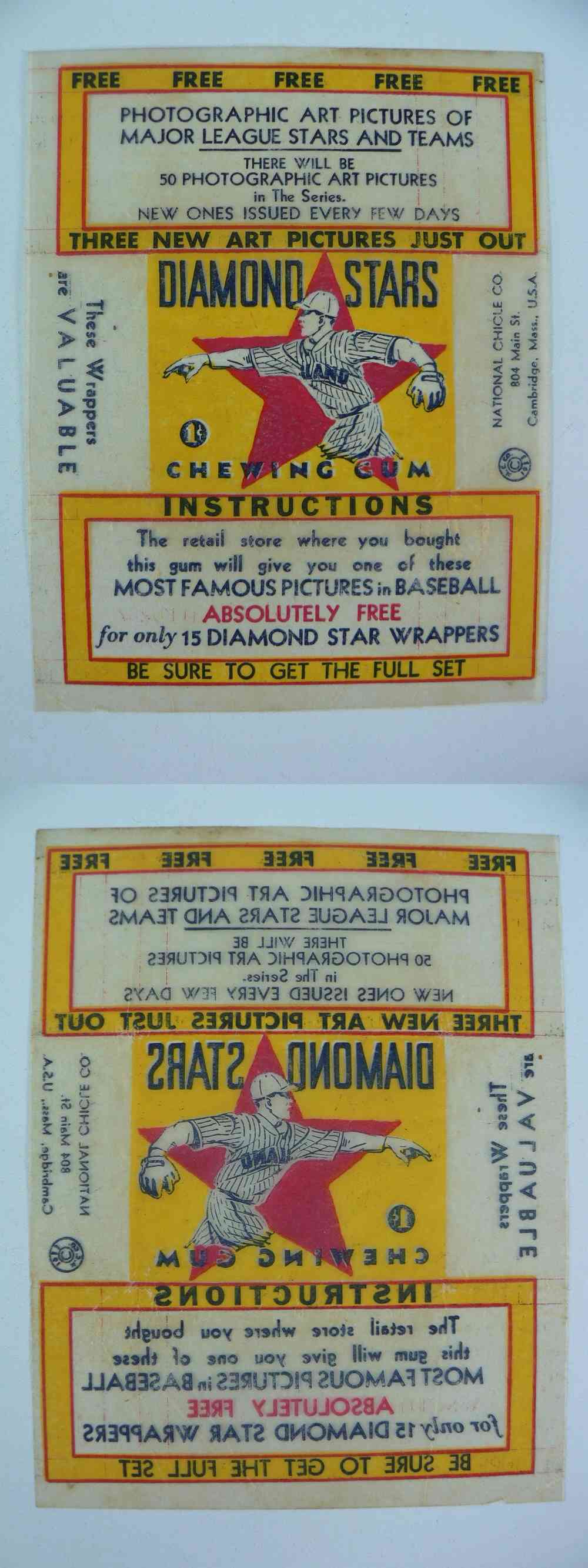 1934 DIAMOND STAR BASEBALL CARD 1 CENT WRAPPER photo 1934 DIAMOND STAR BASEBALL CARD 1 CENT WRAPPER photo