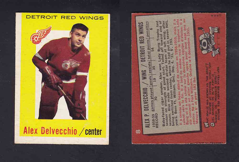 1959-60 TOPPS HOCKEY CARD #8 A. DELVECCHIO photo 1959-60 TOPPS HOCKEY CARD #8 A. DELVECCHIO photo