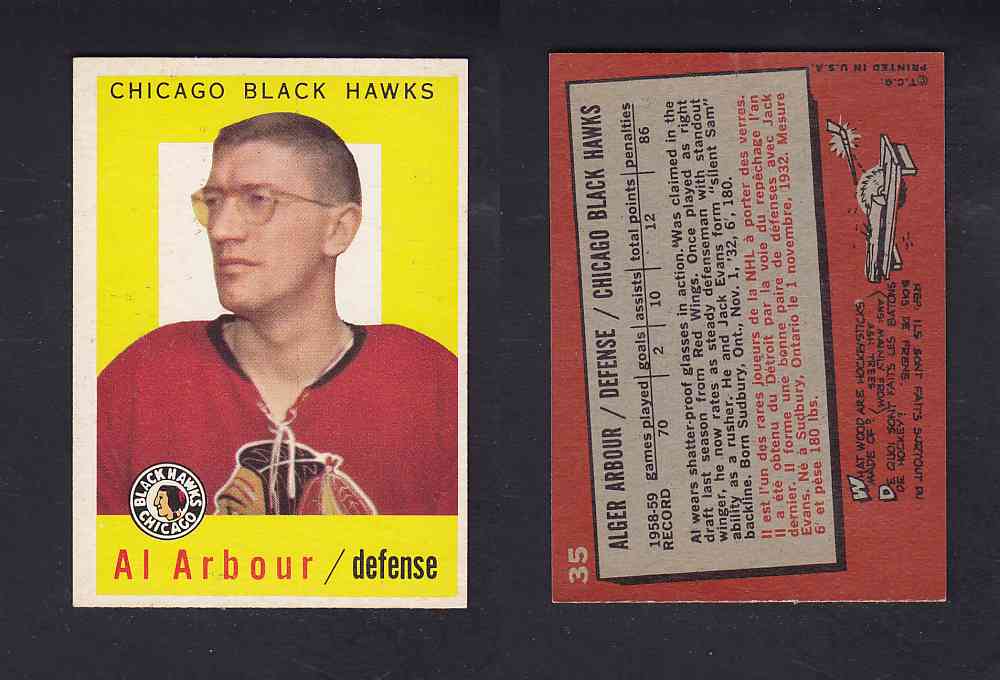 1959-60 TOPPS HOCKEY CARD #35 A. ARBOUR photo 1959-60 TOPPS HOCKEY CARD #35 A. ARBOUR photo