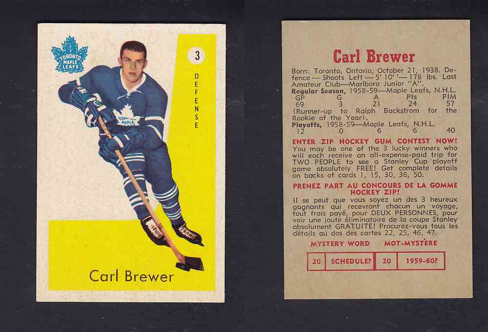 1959-60 PARKHURST HOCKEY CARD #3 C. BREWER photo 1959-60 PARKHURST HOCKEY CARD #3 C. BREWER photo