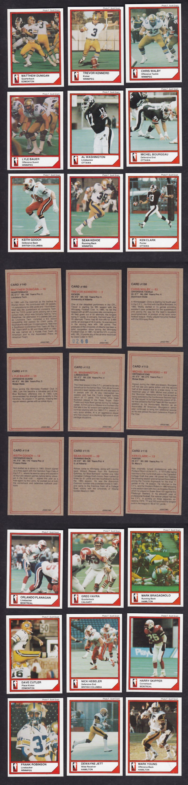 1984 CFL JOGO FOOTBALL CARD FULL SET SER.2 50/50 photo 1984 CFL JOGO FOOTBALL CARD FULL SET SER.2 50/50 photo