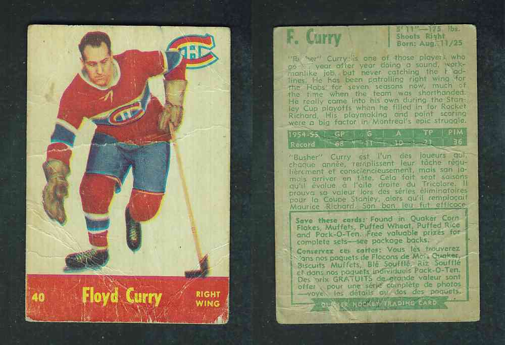 1955-56 QUAKER OATS #40 F. CURRY photo 1955-56 QUAKER OATS #40 F. CURRY photo