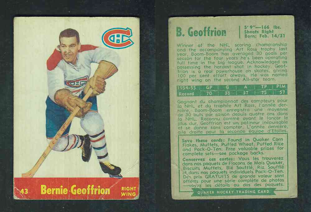 1955-56 QUAKER OATS #43 B. GEOFFRION photo 1955-56 QUAKER OATS #43 B. GEOFFRION photo