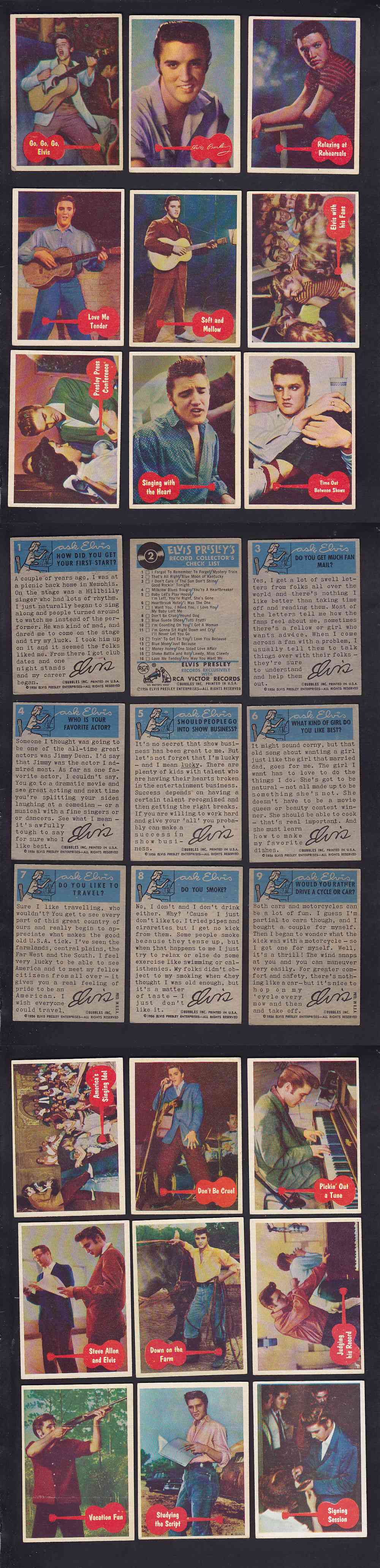 1956 TOPPS ELVIS CARD FULL SET 66/66 photo 1956 TOPPS ELVIS CARD FULL SET 66/66 photo