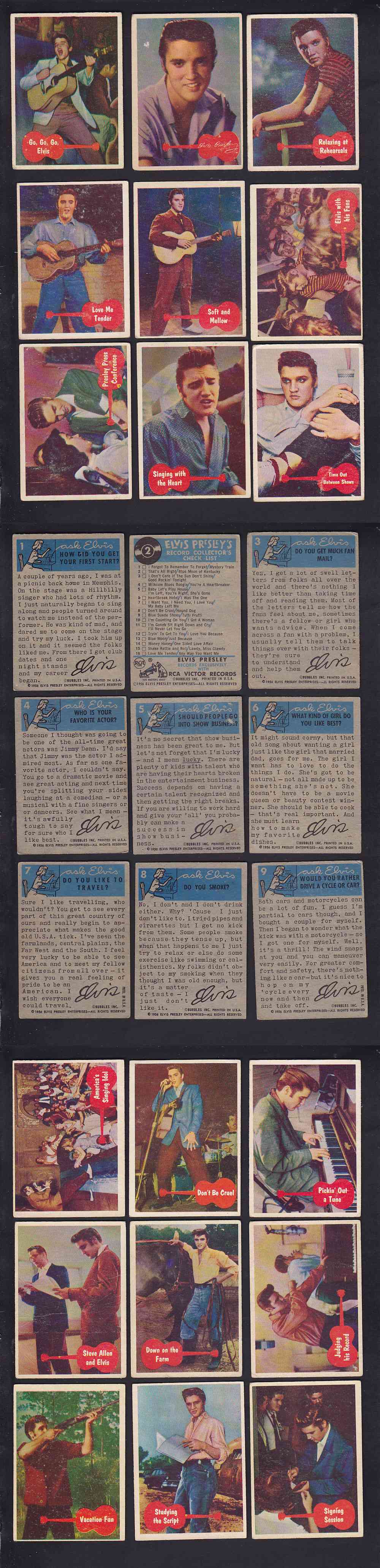 1956 TOPPS ELVIS CARD FULL SET 66/66 photo 1956 TOPPS ELVIS CARD FULL SET 66/66 photo