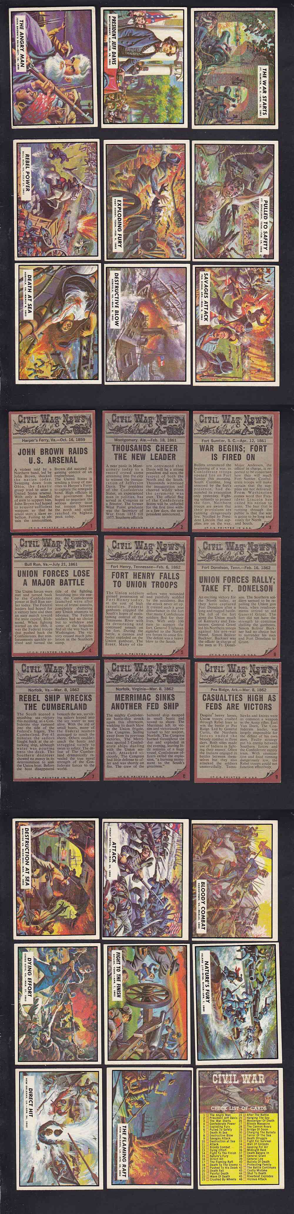 1962 TOPPS CIVIL WAR CARD FULL SET 88/88 photo 1962 TOPPS CIVIL WAR CARD FULL SET 88/88 photo