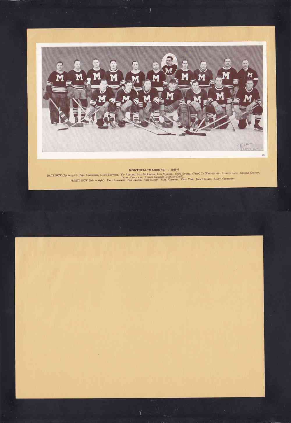 1935-40 CROWN BRAND PHOTO #49 MONTREAL ``MAROONS`` 1936-37 photo 1935-40 CROWN BRAND PHOTO #49 MONTREAL ``MAROONS`` 1936-37 photo