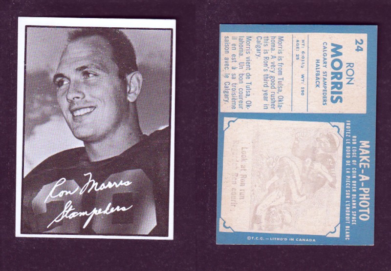 1961 CFL TOPPS FOOTBALL CARD #24 R. MORRIS photo 1961 CFL TOPPS FOOTBALL CARD #24 R. MORRIS photo