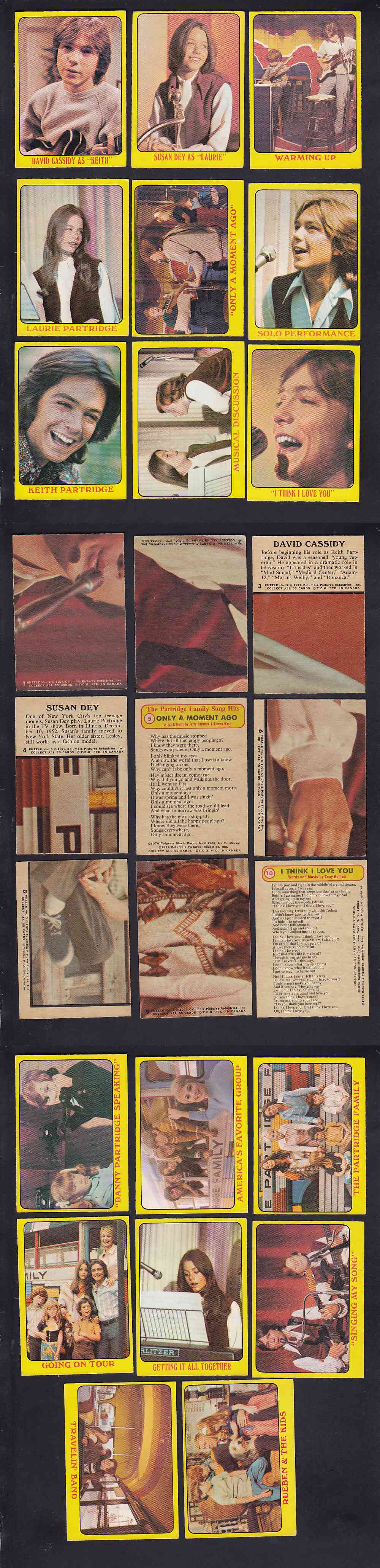 1971 O-PEE-CHEE THE PARTRIDGE FAMILLY CARD FULL SET 55/55 photo 1971 O-PEE-CHEE THE PARTRIDGE FAMILLY CARD FULL SET 55/55 photo