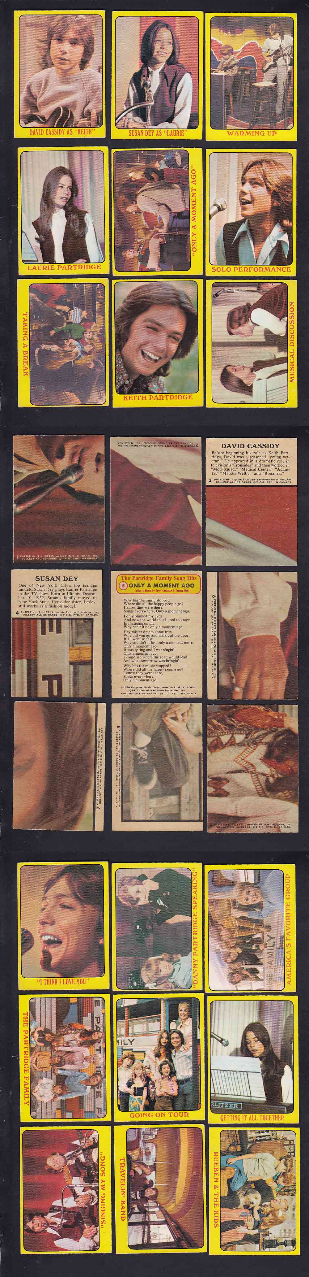 1971 O-PEE-CHEE THE PARTRIDGE FAMILLY CARD FULL SET 55/55 photo 1971 O-PEE-CHEE THE PARTRIDGE FAMILLY CARD FULL SET 55/55 photo