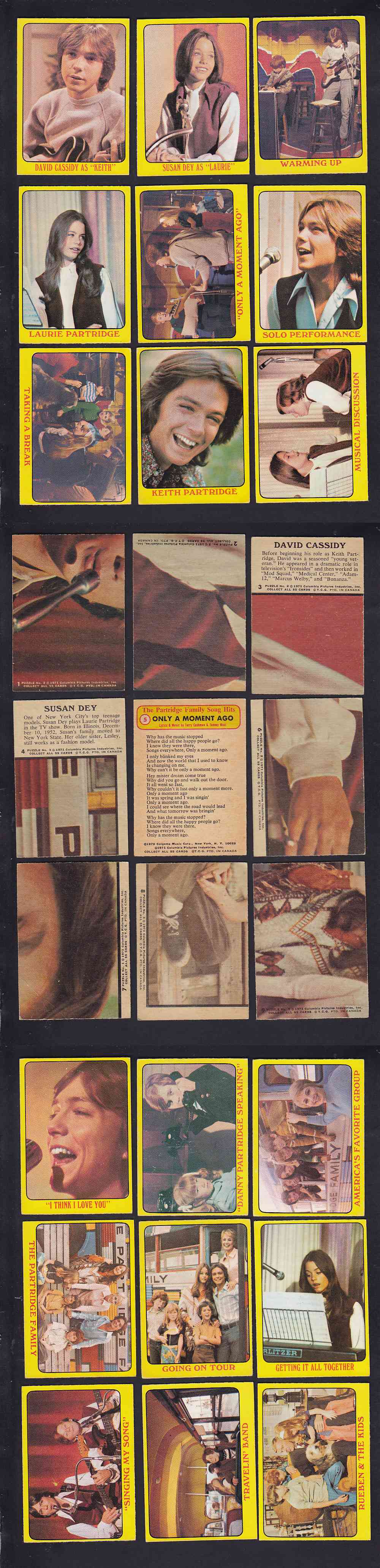 1971 O-PEE-CHEE THE PARTRIDGE FAMILLY CARD FULL SET 55/55 photo 1971 O-PEE-CHEE THE PARTRIDGE FAMILLY CARD FULL SET 55/55 photo