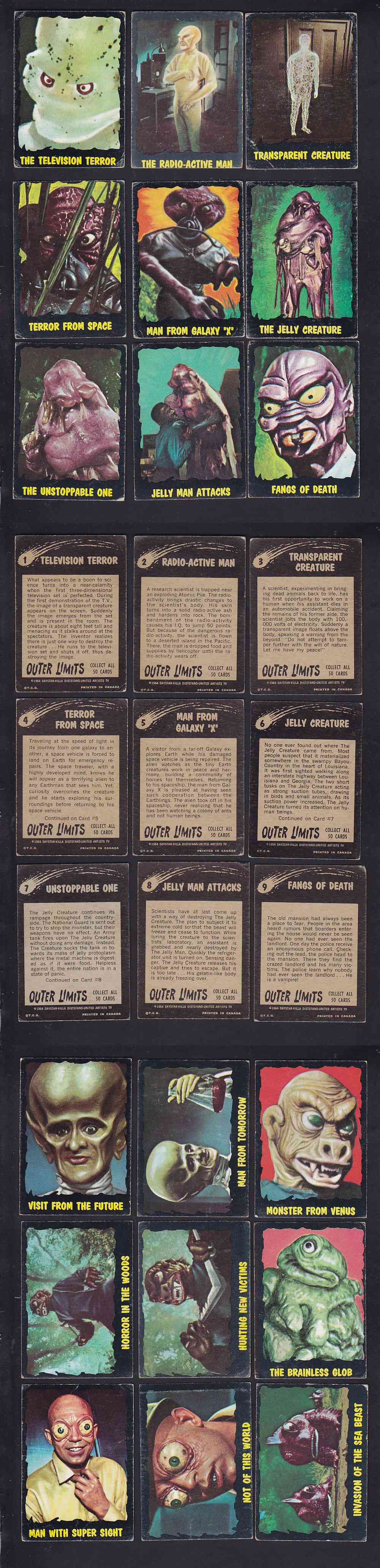 1964 TOPPS OUTER LIMITS CARD FULL SET 50/50 photo 1964 TOPPS OUTER LIMITS CARD FULL SET 50/50 photo
