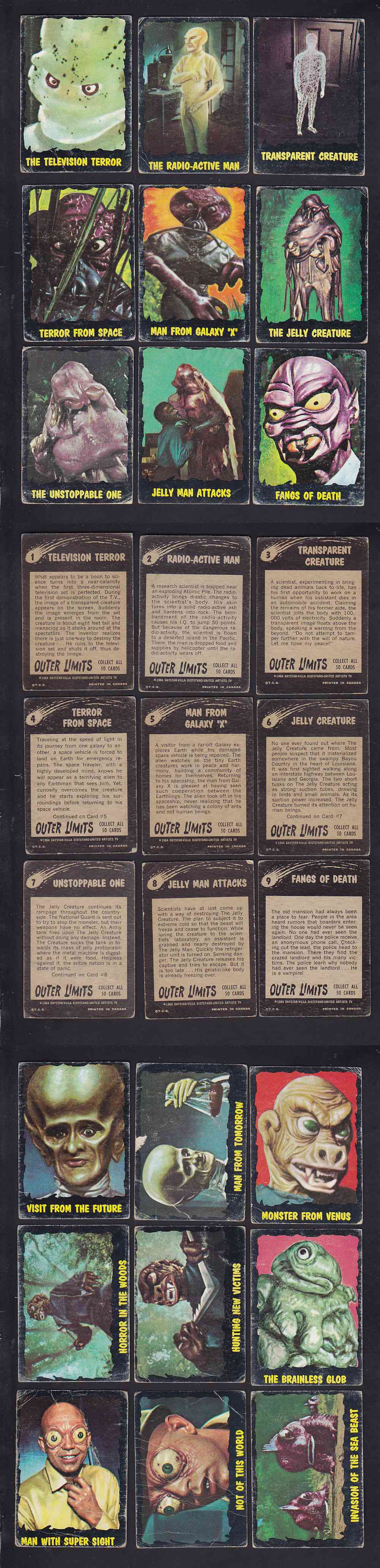 1964 TOPPS OUTER LIMITS CARD FULL SET 50/50 photo 1964 TOPPS OUTER LIMITS CARD FULL SET 50/50 photo