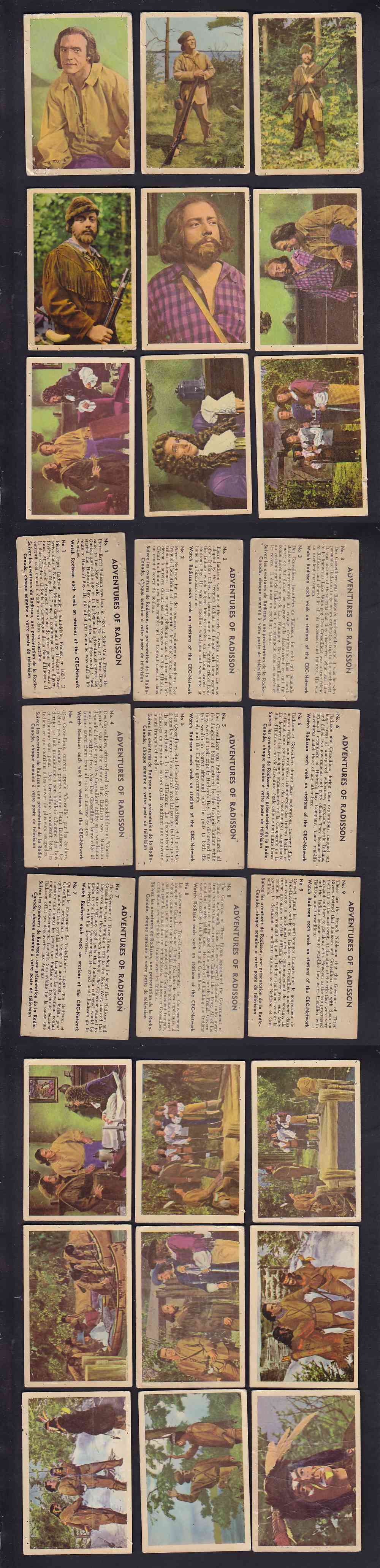 1957 PARKHURST ADVENTURES OF RADISSON CARD FULL SET 50/50 photo 1957 PARKHURST ADVENTURES OF RADISSON CARD FULL SET 50/50 photo