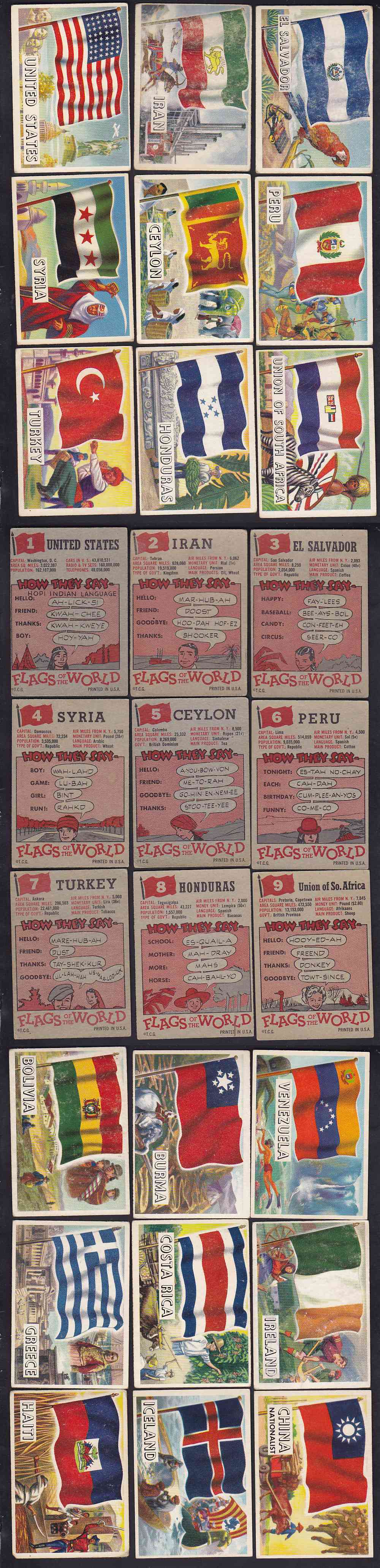 1956 TOPPS FLAGS OF THE WORLD CARD FULL SET 80/80 photo