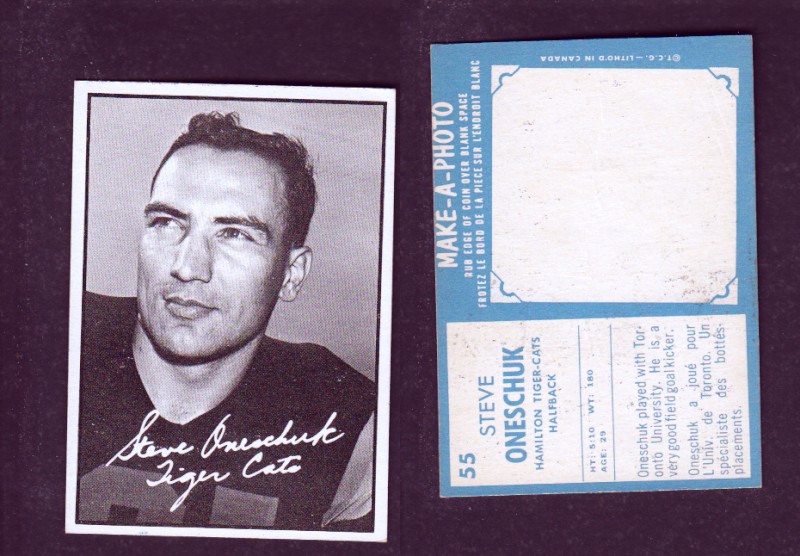 1961 CFL TOPPS FOOTBALL CARD #55 S. ONESCHUK photo 1961 CFL TOPPS FOOTBALL CARD #55 S. ONESCHUK photo
