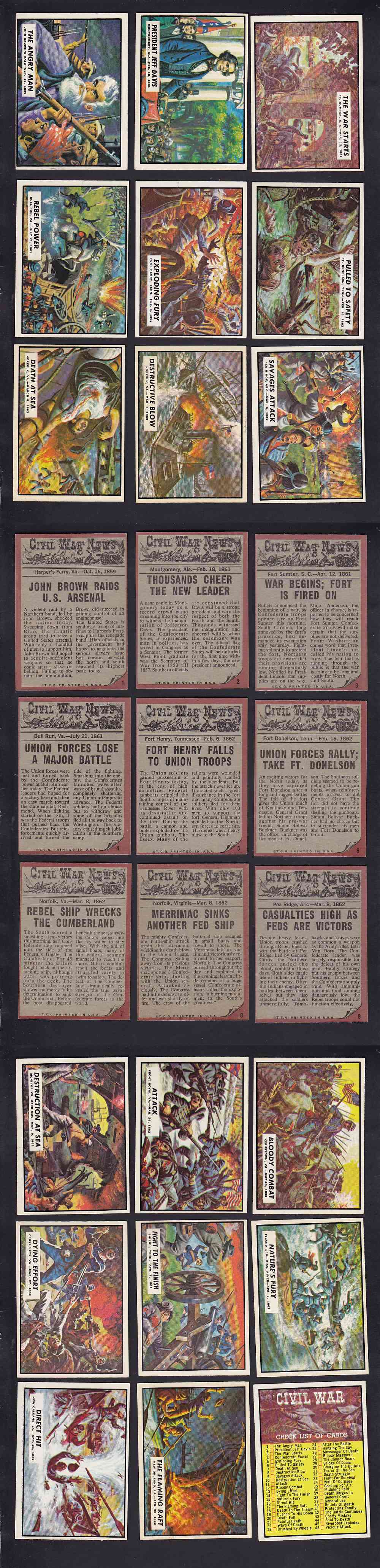 1962 TOPPS CIVIL WAR CARD FULL SET 88/88 photo 1962 TOPPS CIVIL WAR CARD FULL SET 88/88 photo