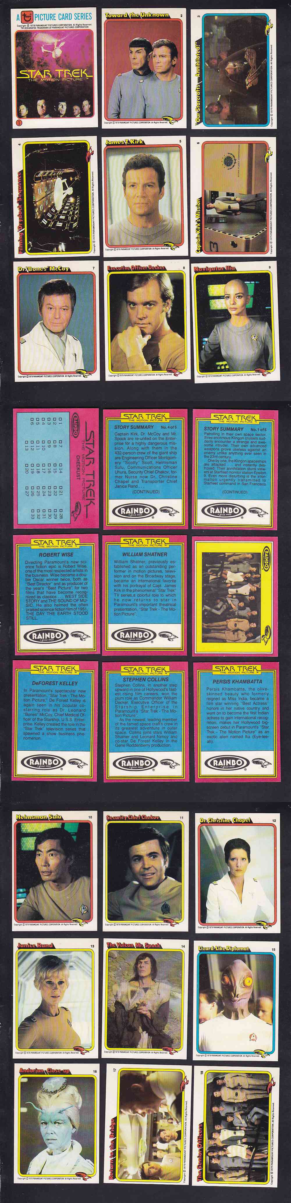 1979 TOPPS RAINBO BREAD STAR TRECK CARD FULL SET 33/33 photo