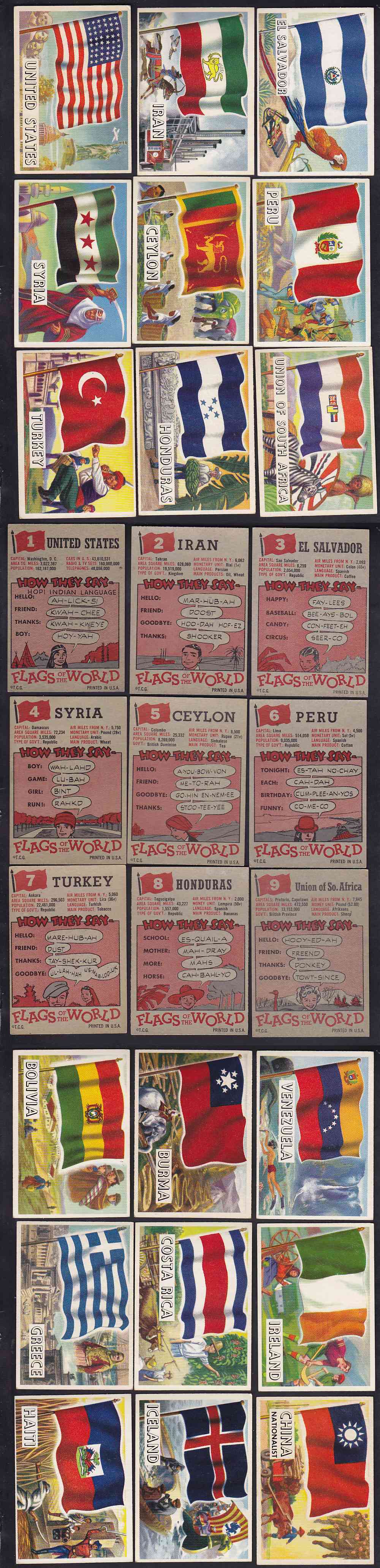 1956 TOPPS FLAGS OF THE WORLD CARD FULL SET 80/80 photo 1956 TOPPS FLAGS OF THE WORLD CARD FULL SET 80/80 photo